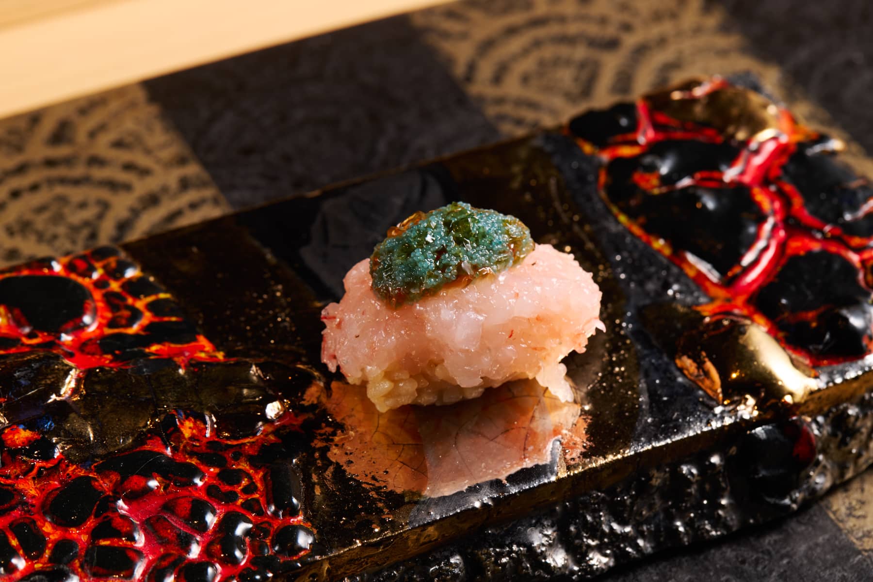 甘エビ昆布締め 卵醤油